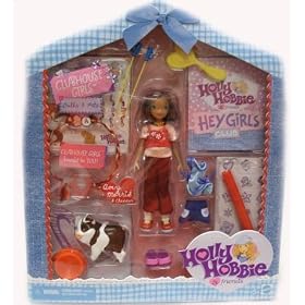 Holly Hobbie Clubhouse Girls Amy Doll and Cheddar Figure by Holly Hobbie