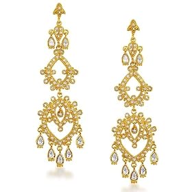 Bling Jewelry 18K Gold Vermeil Grandeur Love Drop Chandelier Earrings