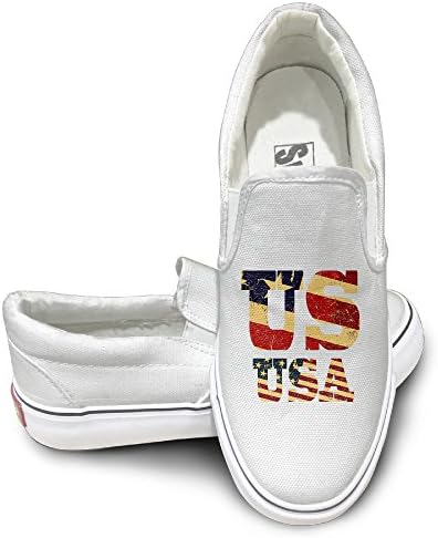 Vintage Lettering Us And Usa Flag Fashion Sneakers Canvas Loafer