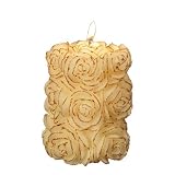 Wedding / Bridal Shower Floral 3"x 4" Decorative Pillar Candle 67 Hours (White/Gold Trim) ~ JEM