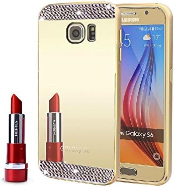 Galaxy Note 7 Mirror Glass Case-Auroralove Slim Luxury Soft Crystal TPU Gel Silicone Bling Makeup Case for Samsung Note 7 (Gold Bling)