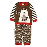 ベビー パジャマ 男の子 長袖 裏起毛 腹巻付 ルームウェア 上下セット 赤ちゃん 秋冬 ブラウン-BR 80cm