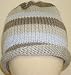 Knitted Light Grey Dark Grey Blue Cotton Stripe Finished By Hand Crochet Infant and Toddlers Hat