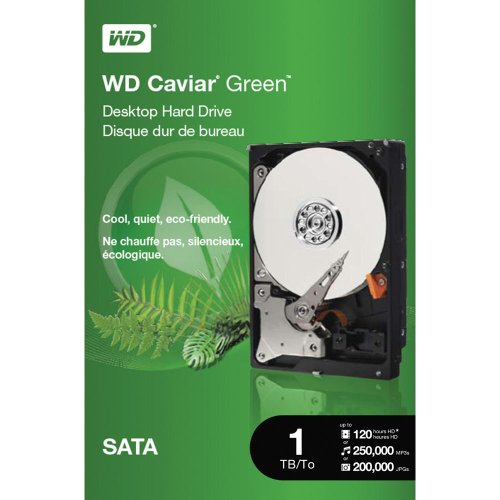 Western Digital Caviar Green 1 TB SATA II 32 MB Cache 3.5-Inch Internal Desktop Hard Drive Retail Kit - WDBAAY0010HNC-NRSN