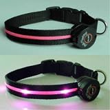 Dog Collar with Pink LED Lights, Multi-Function, Medium