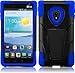 For LG Lucid 2 VS870 T-Stand Impact Kickstand Hybrid Double Layer Fusion Cover Case Black/Blue