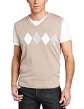 Image of Spring+Mercer Men's Argyle Chest Stripe Sweater Vest, Brown, XX-Large