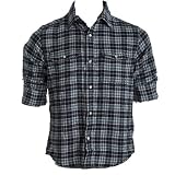 Soul Cal Long Sleeve Flannel Check Shirt - Blue - Mens