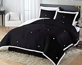Luxurious Black Diamond Pintuck 4-Piece Comforter Sham and Bedskirt Set