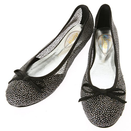 ※OUTLET/アウトレット※ilima by pure elegance 【Look!s】ラメバレエシューズ LL ブラック : フラット