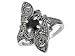Ladies Sterling Silver Fancy Sapphire & Marcasite Dress Ring