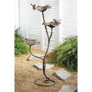 37 Ornate Standing Flower and Cardinal Standing Bird Feeder by
