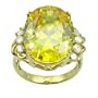 10k Gold Plated Sterling Silver Oval-Cut Citrine Colored Cubic Zirconia Ring with Peridot Colored Cubic Zirconia Accents, Size 6