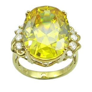 Buy 10k Gold Overlay Sterling Silver Oval Citrine Cubic Zirconia Ring w  Peridot Cubic Zirconia Accents by Amazon.com Collection