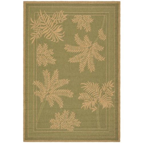Safavieh Courtyard Collection CY6683-44 Green and Natural Indoor/Outdoor Area Rug, 4-Feet by 5-Feet 7-Inch