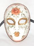 Copper and Green Volto Floral Venetian Masquerade Ball Mask