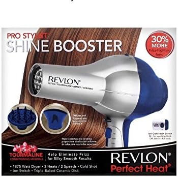 Revlon® Hair Dryer--Revlon Perfect Heat Pro Stylist Shine Booster Hair Dryer- 3 Heat / 2 Speed Settings-quiet hair dryer- Triple Baked Ceramic -Tourmaline-Dries hair fast and gives it a fuller look-100% Thrilled Customer Guaranteed!