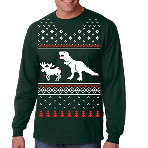 T-Rex Attack Ugly Sweater LONG SLEEVE Shirt Funny Christmas Shirt Dino