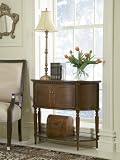 Warm Cherry Demilune Console Table With 2 Carved Doors