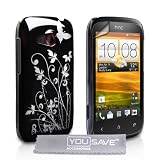HTC Desire C Case Black Butterfly Hard Cover With Screen Protectorby Yousave Accessories