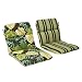 Pillow Perfect Outdoor Green/Brown Tropical/Striped Reversible Chair Cushion, Rounded