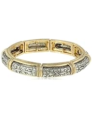 Signature 1928 Silver-Tone Brass Stretch Bracelet,7"