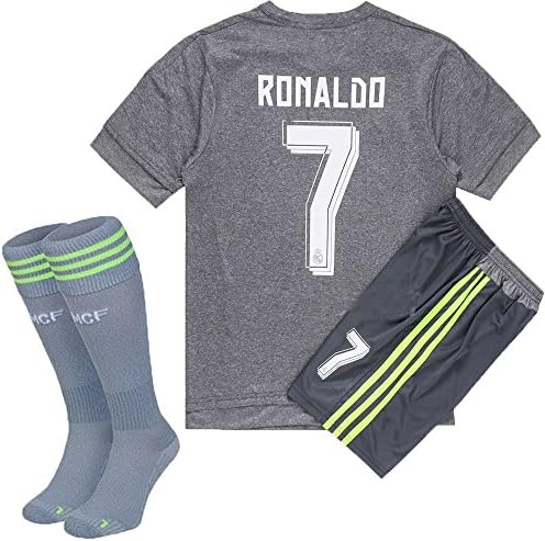 Wild Bunch 2015/2016 #7 Away Gray Soccer Football Jersey Sportswear Team Polo Shirt &amp; Short &amp; Sock FOR 3-14 Years Kids (3-4 YEARS)