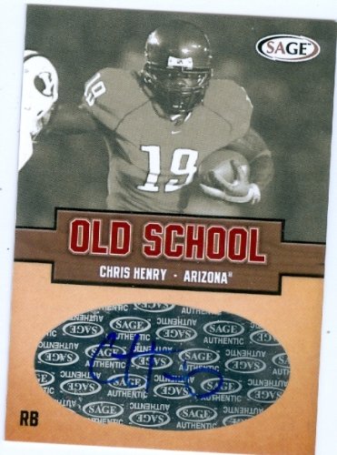 Chris Henry Autographed/Hand Signed Football Card (2007 Sage Old School Arizona #OS-12)