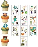 Phineas and Ferb 12 Cupcake Rings and 10 Tattoos