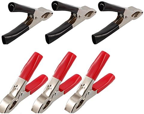 LSE Lighting 30A Car Battery Test Alligator Clips Clamps Black Red 6pack