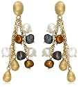 14k Yellow Gold Overlay Sterling Silver Dyed Bronze Pearl Earrings