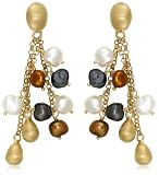14k Yellow Gold Overlay Sterling Silver Dyed Bronze Pearl Earrings