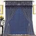 Darcy Flocking Patchwork Curtain Set Navy