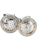 Sterling Silver and 14K Yellow Gold Diamond Cufflinks