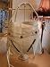 Large white Designer Look Handbag shoulder bag with gold studs and zipped pockets