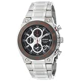 Seiko Mens Silver-Tone Black Dial Red Markers Alarm Chronograph Watch #SNAD55 by Seiko