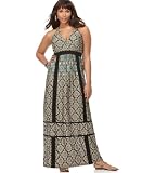 Baby Phat Plus Size Dress, Tile Print Maxi V-Neck