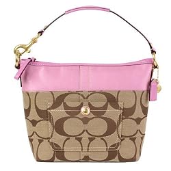 Coach Signature Stripe Medium Zip Shoulder Bag 11957 Pink