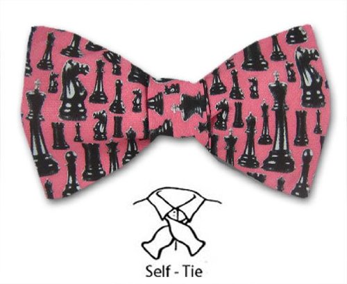 Men's - Pink - Black - Silk Novelty Self Tie Bowtie