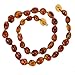 Baltic Amber Teething Necklace for Baby By Amber Beata - Cognac Honey Olive-shape - Safety Knotted, 100% Genuine Baltic Amber Teether Amber Necklace