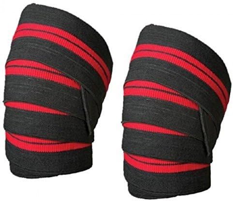 RiparoFit Power Lifter Weight Lifting Ftiness Knee Wraps Straps Supports Gym Training (Red)