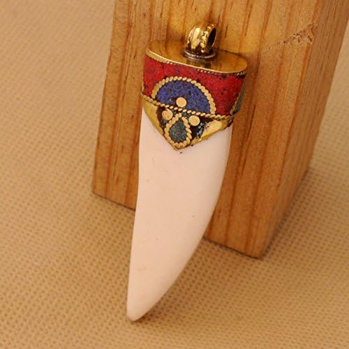1 Pendent-Brass Tibetan Nepalese Style Coral Turquoise Resin Mosic Pendant from Nepal L168