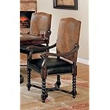 Coaster European Style Game/Dining Arm Chairs with Nail Head Trim, Set of 2