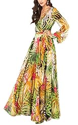 Floral Print Tropical Print Summer Long Sleeves Chiffon  Dress