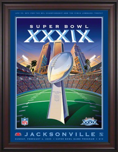 Framed Canvas 36 x 48 Super Bowl XXXIX Program Print | Details: 2005, Patriots vs Eagles