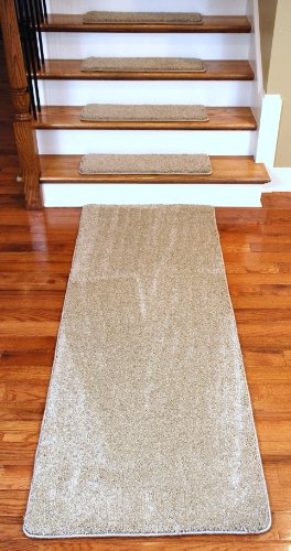 Premium Carpet Stair Treads 27 x 9 Barley 70 Oz PLUS a Matching 6 Runner