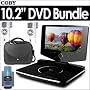 Coby TF-DVD1023 10.2-Inch Widescreen TFT Portable DVD/CD/MP3 Player with Swivel Screen Black Bundle With 2 Coby CVE91WHT Super Bass Digital Stereo Earphones, Portable DVD Player Case & LCD Screen Cleaner Set