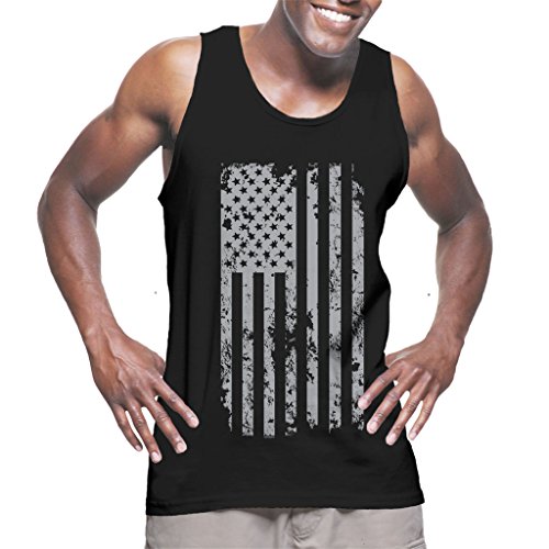 Mens Silver American Flag Tank Top T-shirt