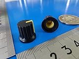 ＜小型ボリューム用ツマミ　ノブ・つば付＞Bタイプ　直径φ12×高さ15+つば15mm　黄色　2個＜res-307＞
