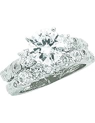 Sterling Silver Cubic Zirconia Ring Set Size 7